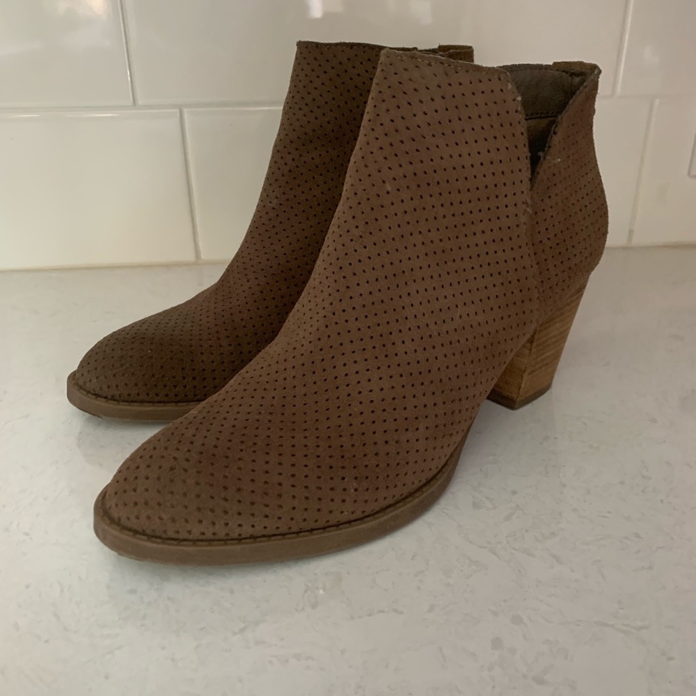 Taupe Dolce Vita perforated suede ankle boots